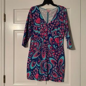 Lily dress with blue and pink pattern. Size medium